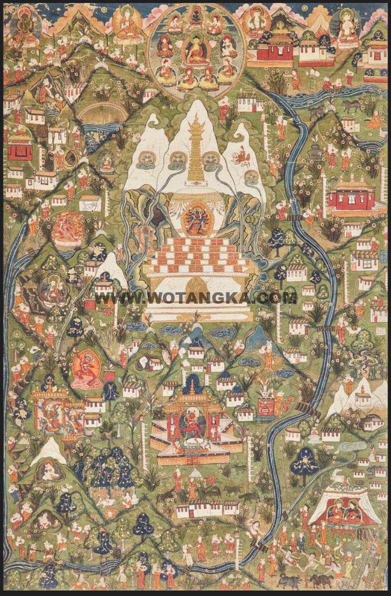 沃唐卡编号AC29976:冈仁波齐转山曼陀罗