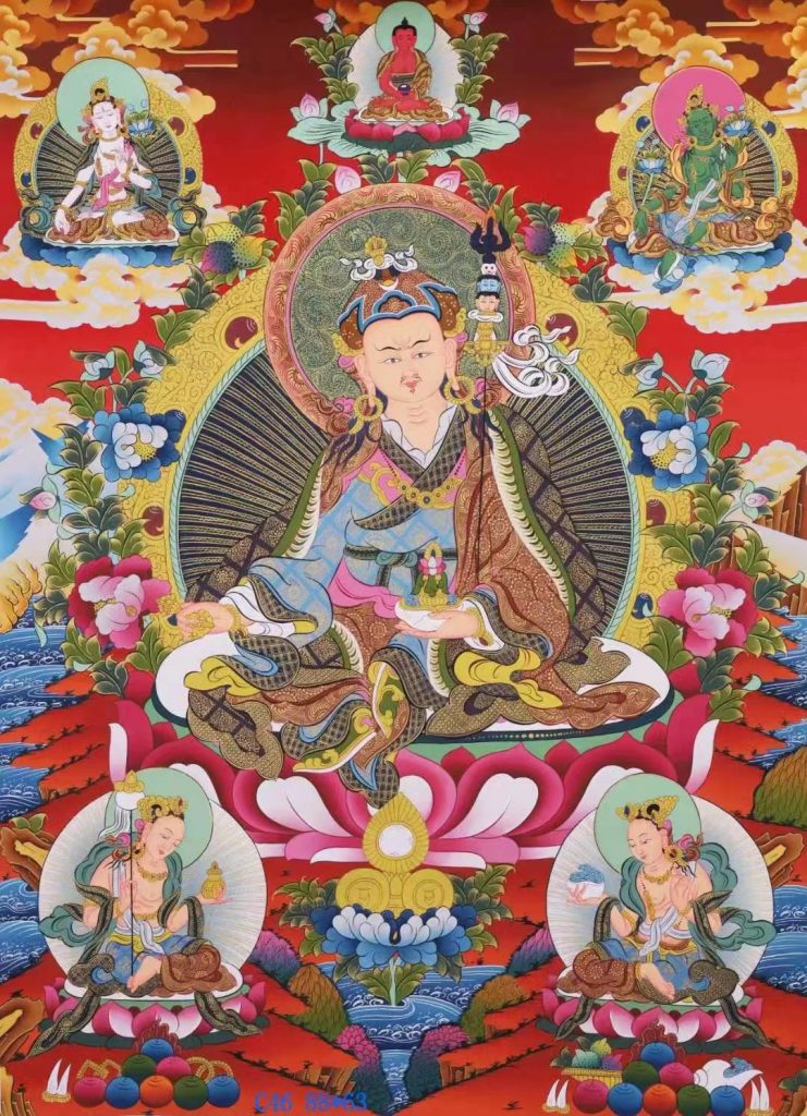 编号138-175815：彩绘唐卡-莲花生大士（88*63CM左右）