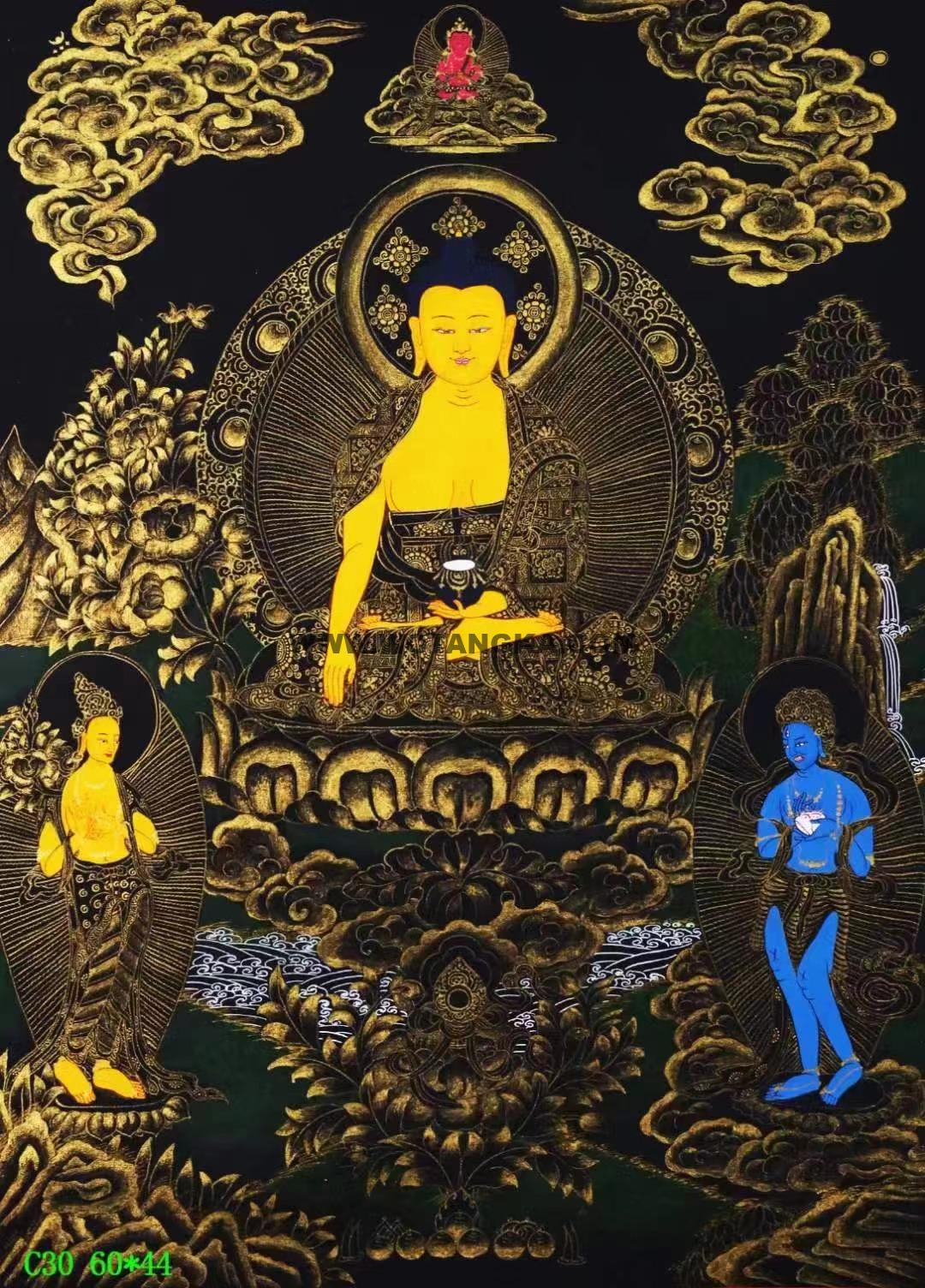 编号138-190290:黑金唐卡-释迦牟尼佛(60*44CM左右)
