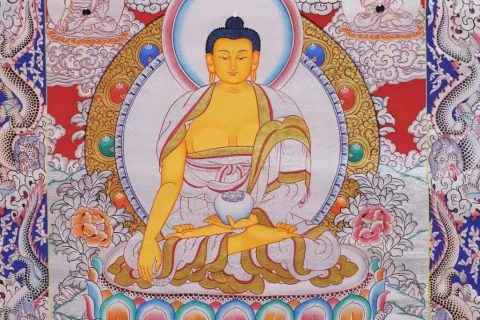 编号138-202927：白银唐卡-释迦牟尼佛（74*50CM左右）