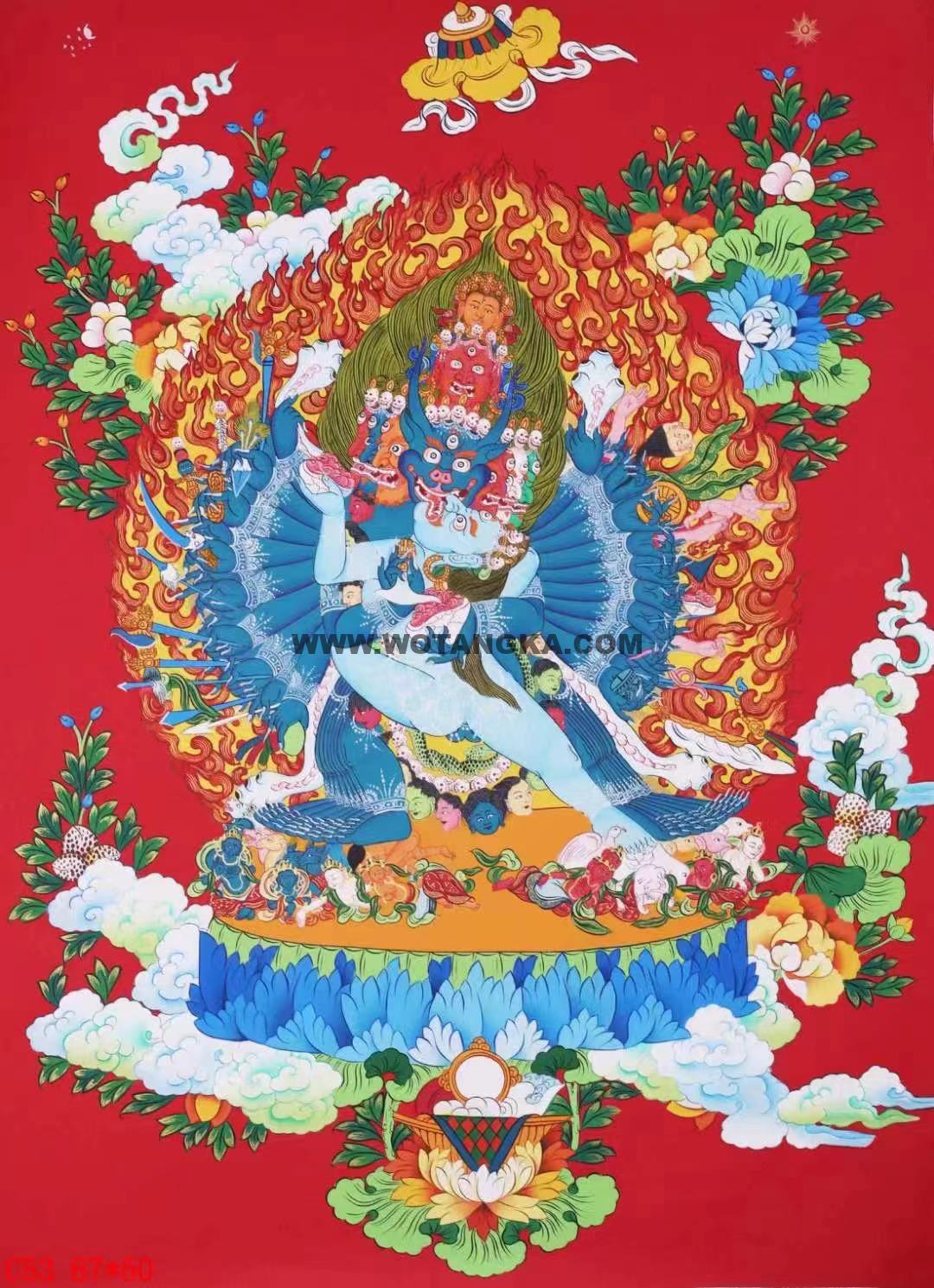 编号138-249045：红金唐卡-大威德金刚（67*50CM左右）