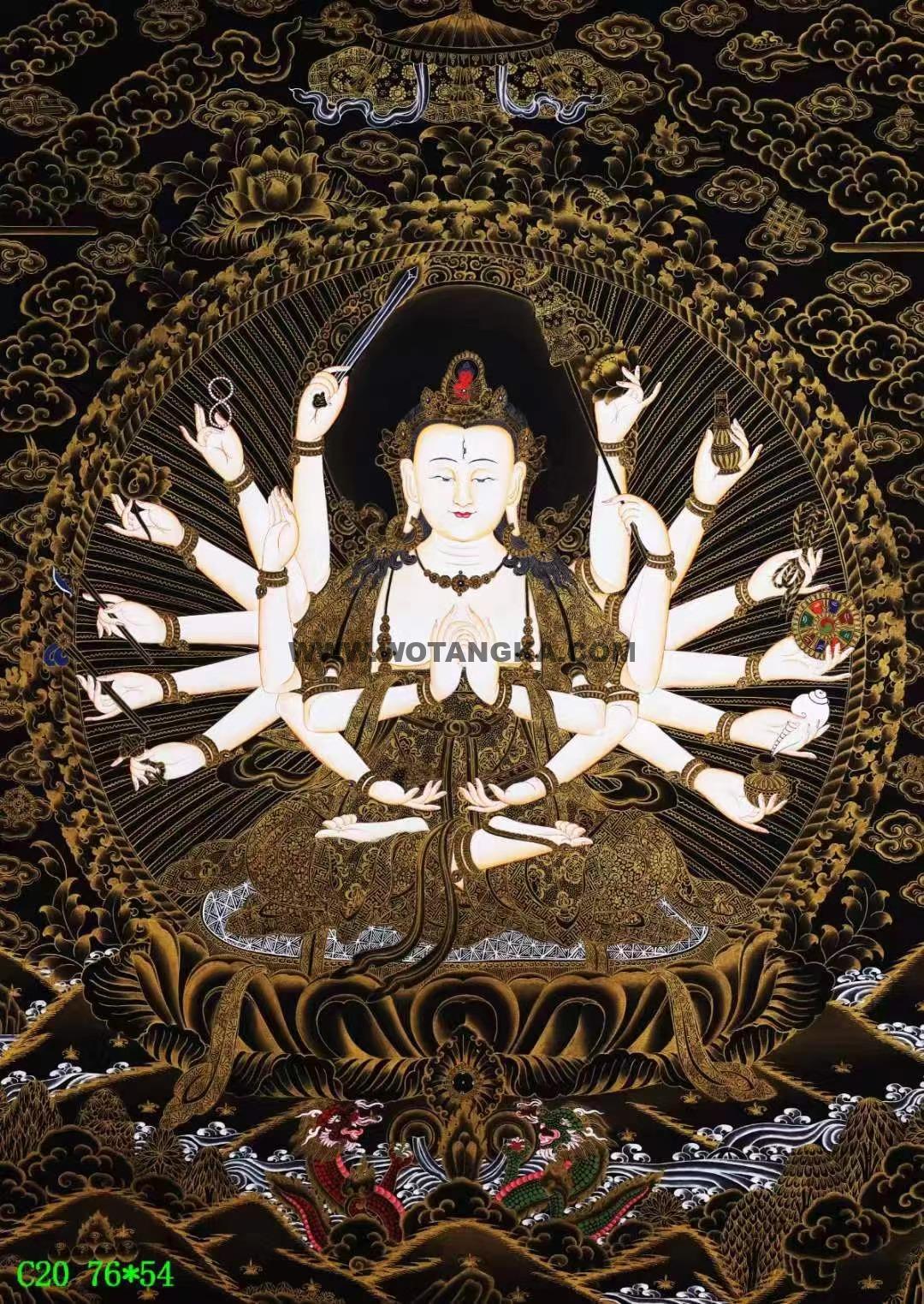 编号138-253730：黑金唐卡-准提佛母（76*54CM左右）