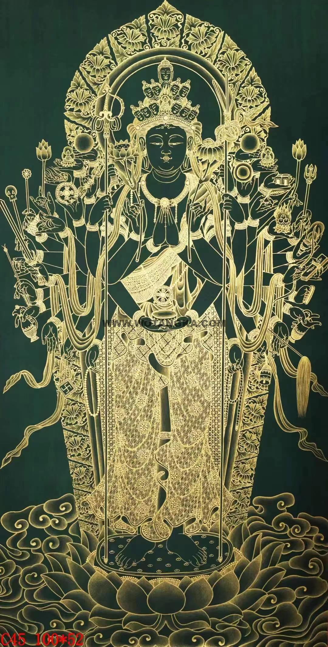 编号138-317767：黑金唐卡-准提佛母（100*52CM左右）