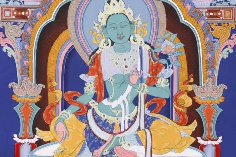 编号138-319664：彩绘唐卡-绿度母（60*40CM左右）