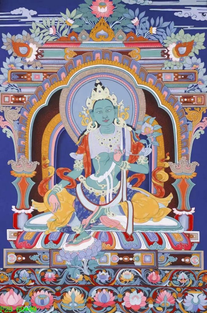 编号138-319664：彩绘唐卡-绿度母（60*40CM左右）
