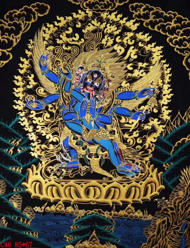 编号138-322813：黑金唐卡-普巴金刚（85*67CM左右）