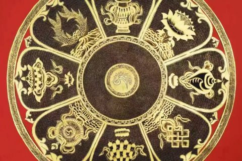 编号138-379885：黑金唐卡-吉祥八宝坛城（100*100CM左右）
