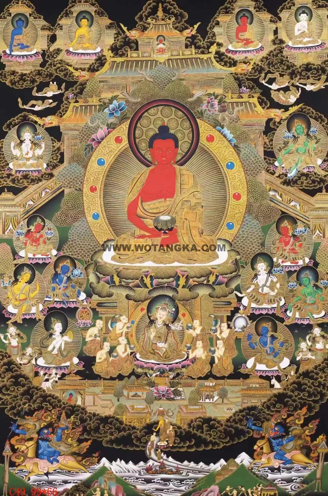 编号138-403674:黑金唐卡-阿弥陀佛·极乐净土(99*66CM左右)