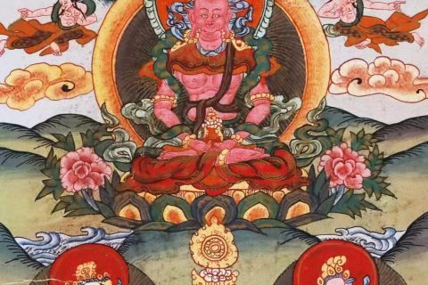 编号138-420874：彩绘唐卡-长寿佛·长寿三尊（24*18CM左右）