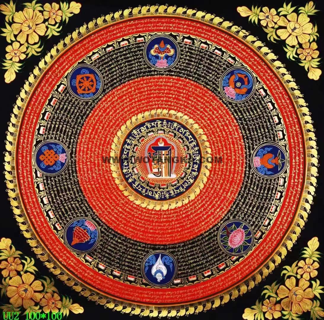 编号138-429578：彩绘唐卡-十相自在坛城（100*100CM左右）