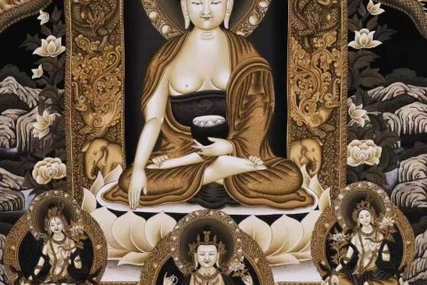 编号138-432625：彩绘唐卡-释迦牟尼佛（74*52CM左右）