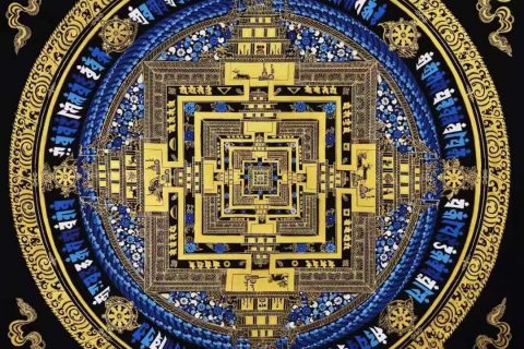 编号138-477839：黑金唐卡-时轮金刚坛城（60*60CM左右）