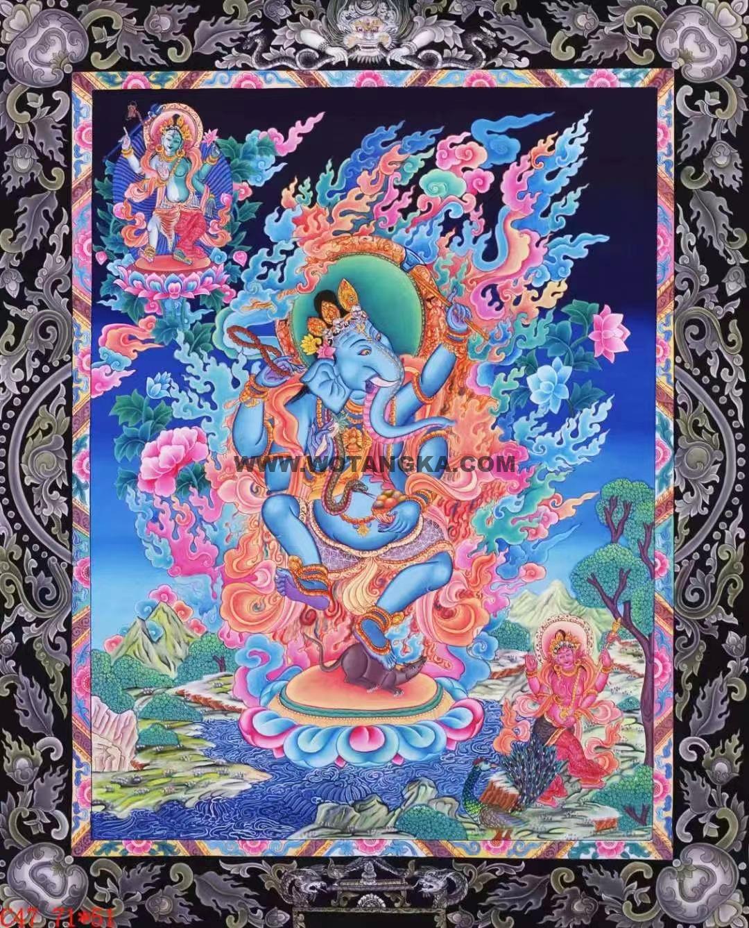 编号138-532084:彩绘唐卡-象鼻财神(71*51CM左右)