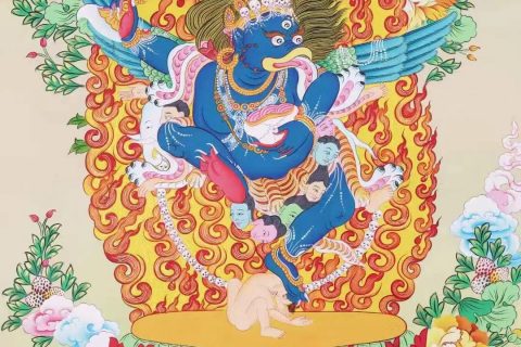 编号138-543782：彩绘唐卡-鸦面大黑天（67*50CM左右）