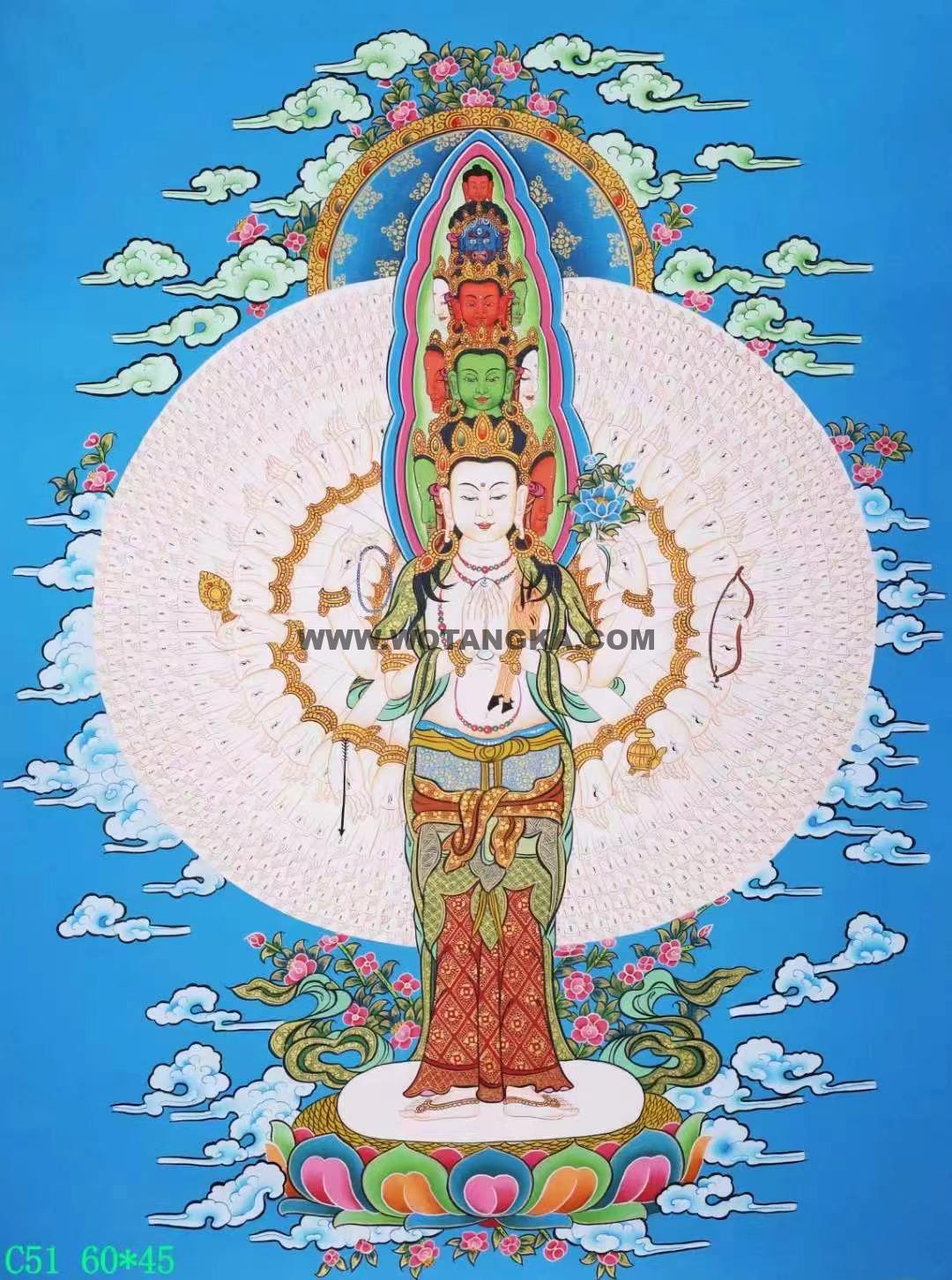 编号138-626247:彩绘唐卡-千手观音(60*45CM左右)