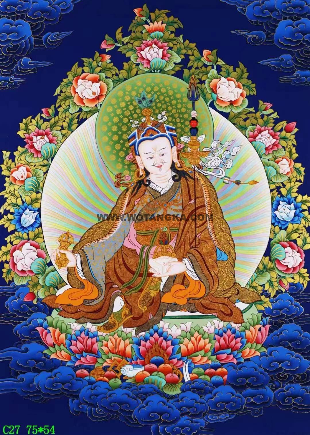编号138-764327:彩绘唐卡-莲花生大士(75*54CM左右)