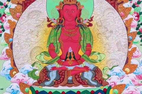 编号138-775093：彩绘唐卡-长寿佛（72*50CM左右）