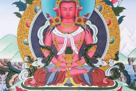 编号138-782740：彩绘唐卡-长寿佛（65*50CM左右）