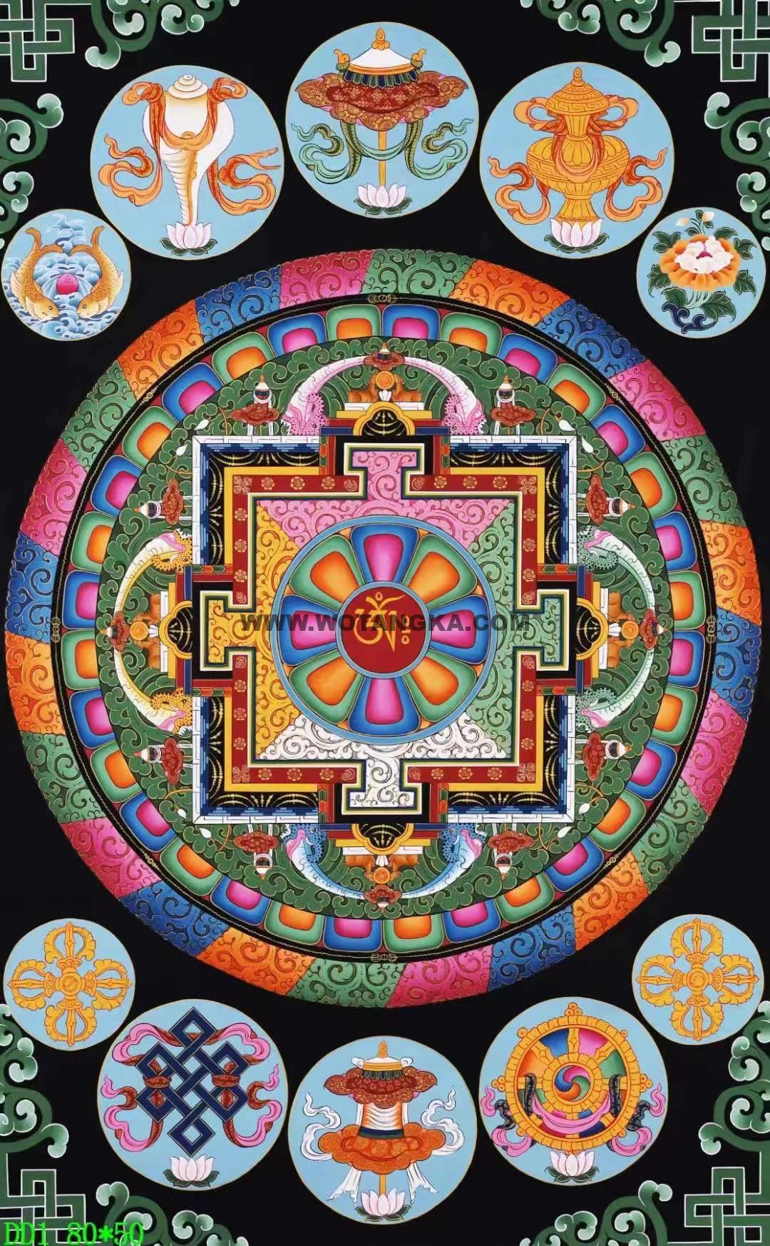 编号138-821469：彩绘唐卡-吉祥八宝坛城（80*50CM左右）