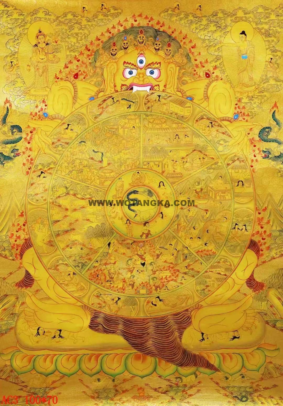 编号138-902205：黄金唐卡-六道轮回（100*70CM左右）