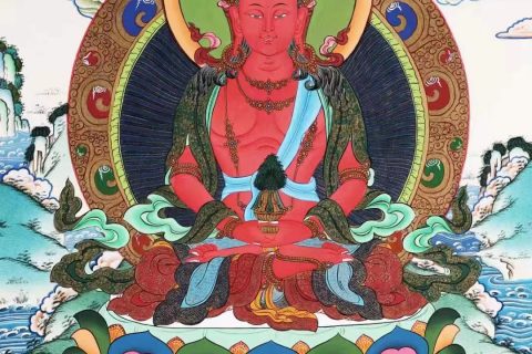 编号138-992654：彩绘唐卡-长寿佛（61*42CM左右）