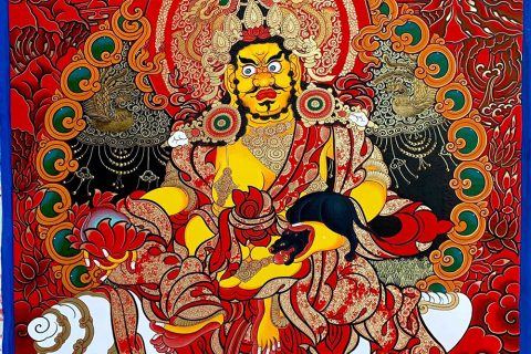 编号188-166024：红金唐卡-黄财神（60*45CM左右）