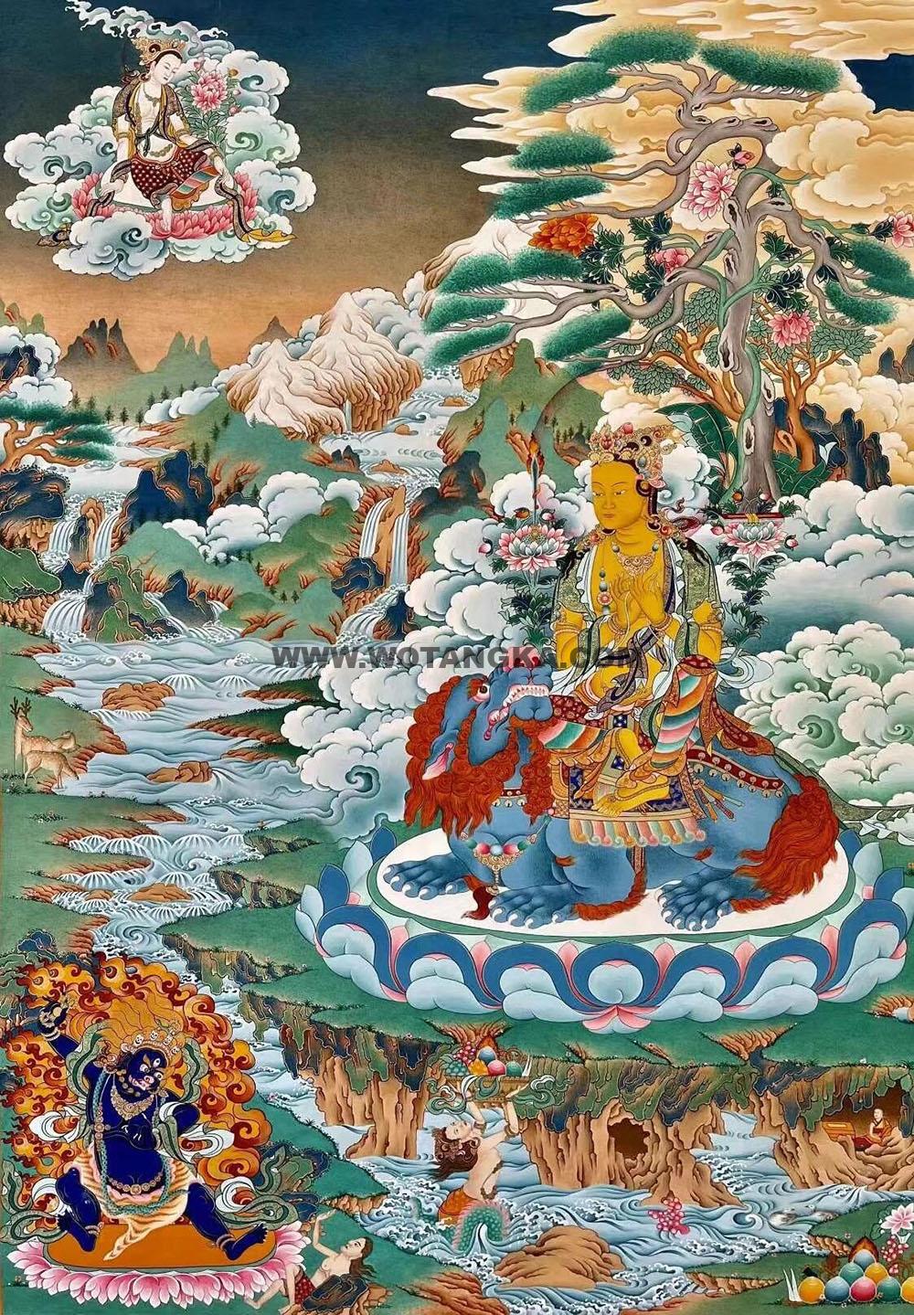 编号188-169500:彩绘唐卡-文殊菩萨·三怙主(100*70CM左右)
