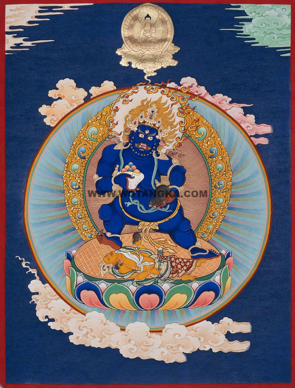 热贡-扎西·画院:黑金唐卡-黑财神(60*45CM左右)