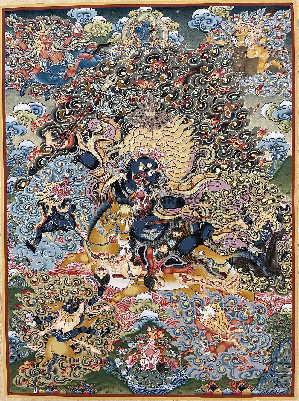 |已结缘·可定制|唐卡寄卖编号:JM·188-391938-吉祥天母二侍从四季女神金刚持化现吉祥供养图(彩唐)