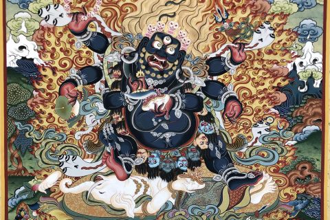 编号188-670482：彩绘唐卡-六臂玛哈嘎拉（100*70CM左右）