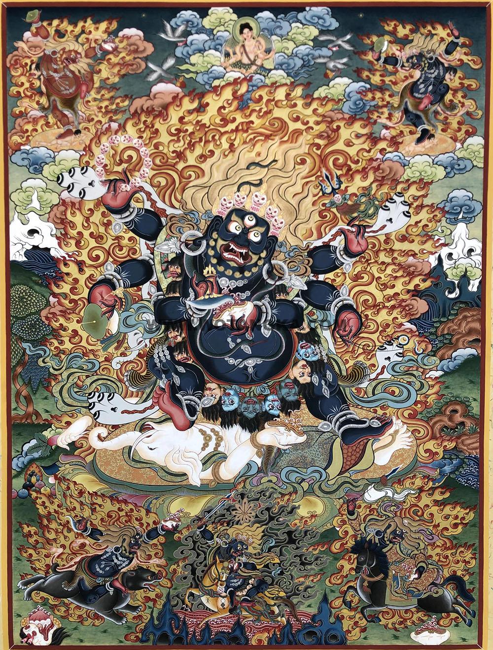 编号188-670482:彩绘唐卡-六臂玛哈嘎拉(100*70CM左右)