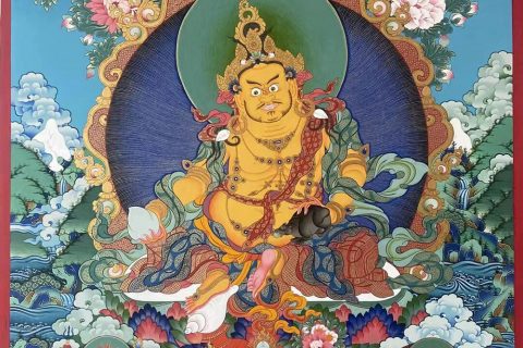 编号188-692851：彩绘唐卡-黄财神·五方财神（100*70CM左右）
