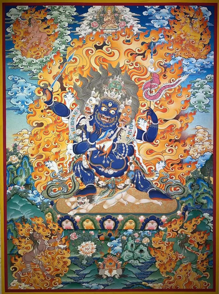 编号188-753471：彩绘唐卡-四面四臂玛哈嘎拉（100*70CM左右）