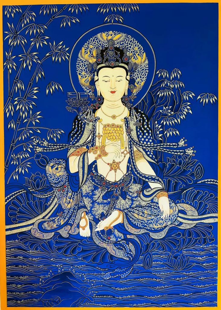 编号188-781124：蓝金唐卡-普贤菩萨（80*60CM左右）