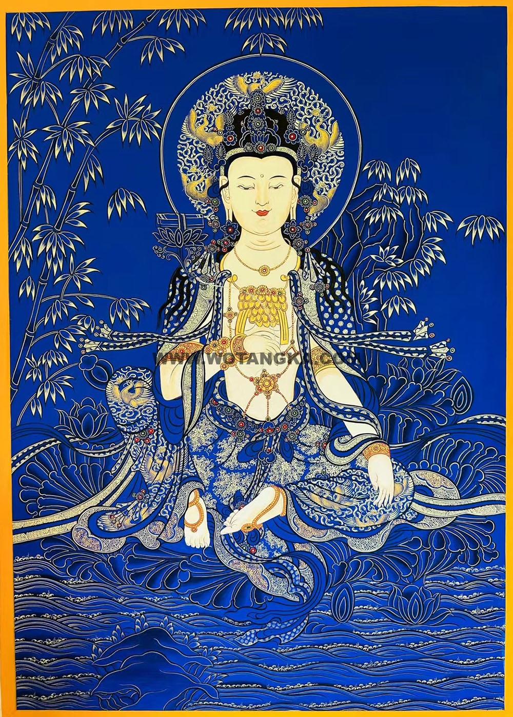 编号188-781124:蓝金唐卡-普贤菩萨(80*60CM左右)