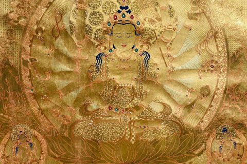 编号188-830060：黄金唐卡-准提佛母（100*70CM左右）