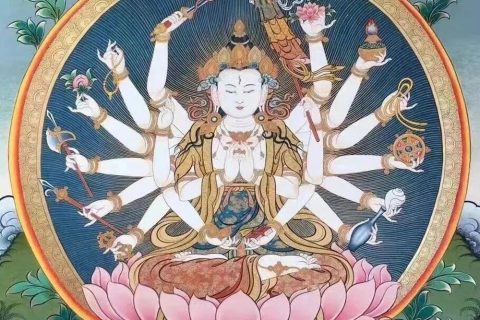 编号188-855883：彩绘唐卡-准提佛母（60*45CM左右）