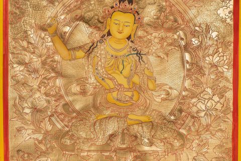 编号188-858940：黄金唐卡-文殊菩萨（80*60CM左右）
