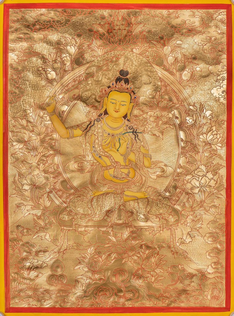 编号188-858940：黄金唐卡-文殊菩萨（80*60CM左右）