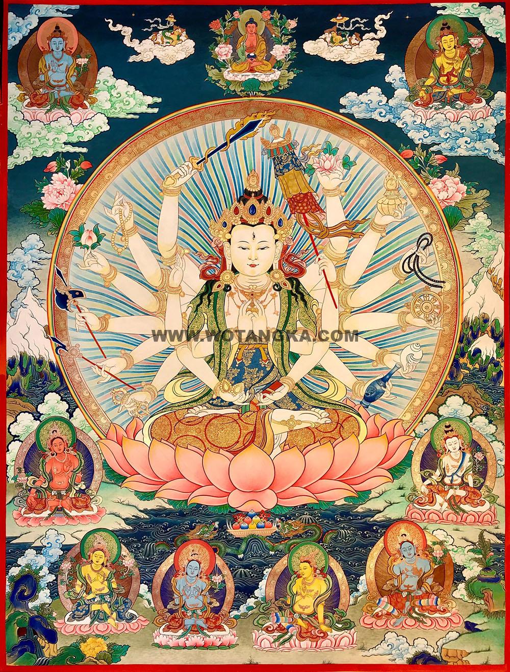 编号188-900045:彩绘唐卡-准提佛母(100*70CM左右)