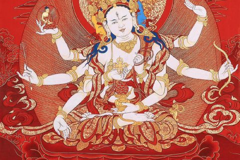 编号188-930227：红金唐卡-尊胜佛母（60*45CM左右）