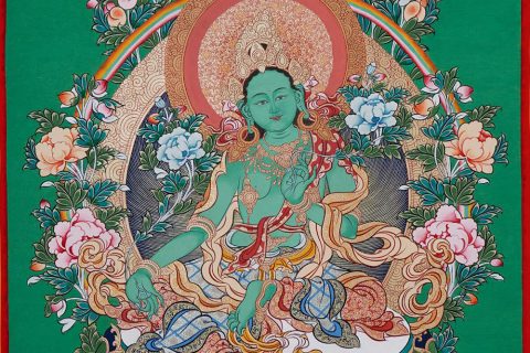 编号188-931127：彩绘唐卡-绿度母（60*45CM左右）
