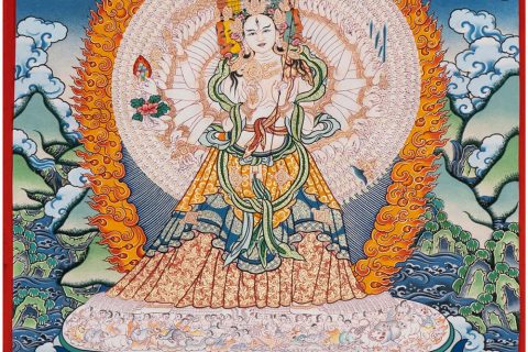 编号188-989372：彩绘唐卡-大白伞盖佛母（80*60CM左右）