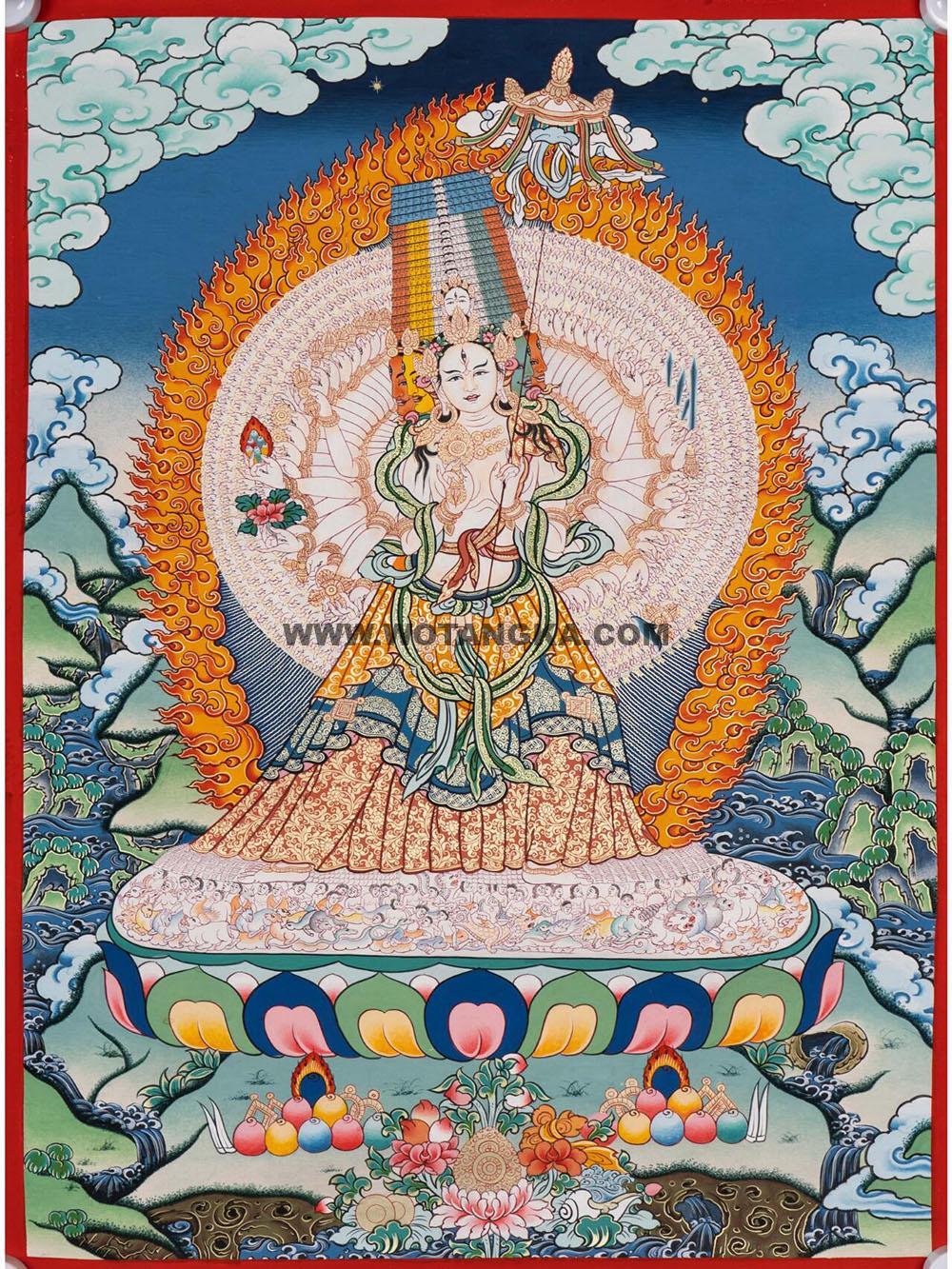 |已结缘·可定制|唐卡寄卖编号:JM·188-989372-大白伞盖佛母吉祥伞平安大乐如意供养图(彩唐)