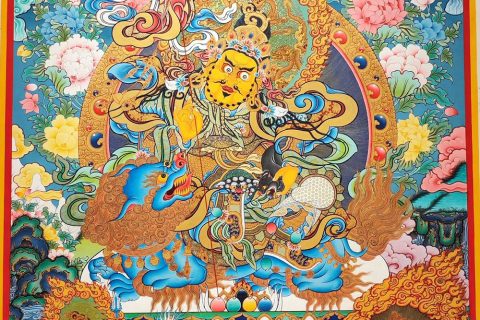 编号188-991518：彩绘唐卡-财宝天王·五方财神（100*70CM左右）