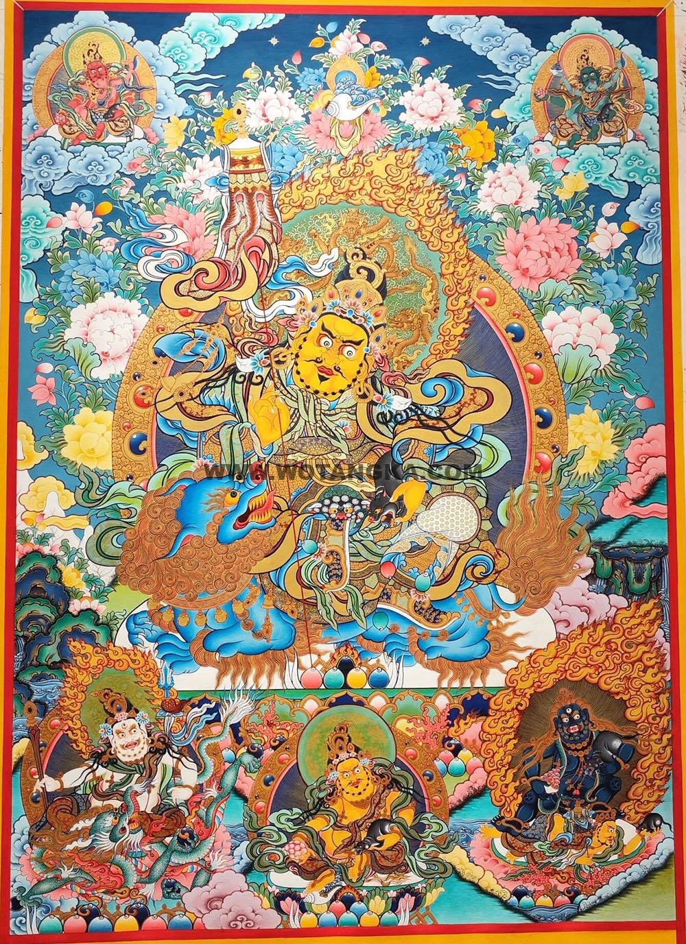 编号188-991518:彩绘唐卡-财宝天王·五方财神(100*70CM左右)