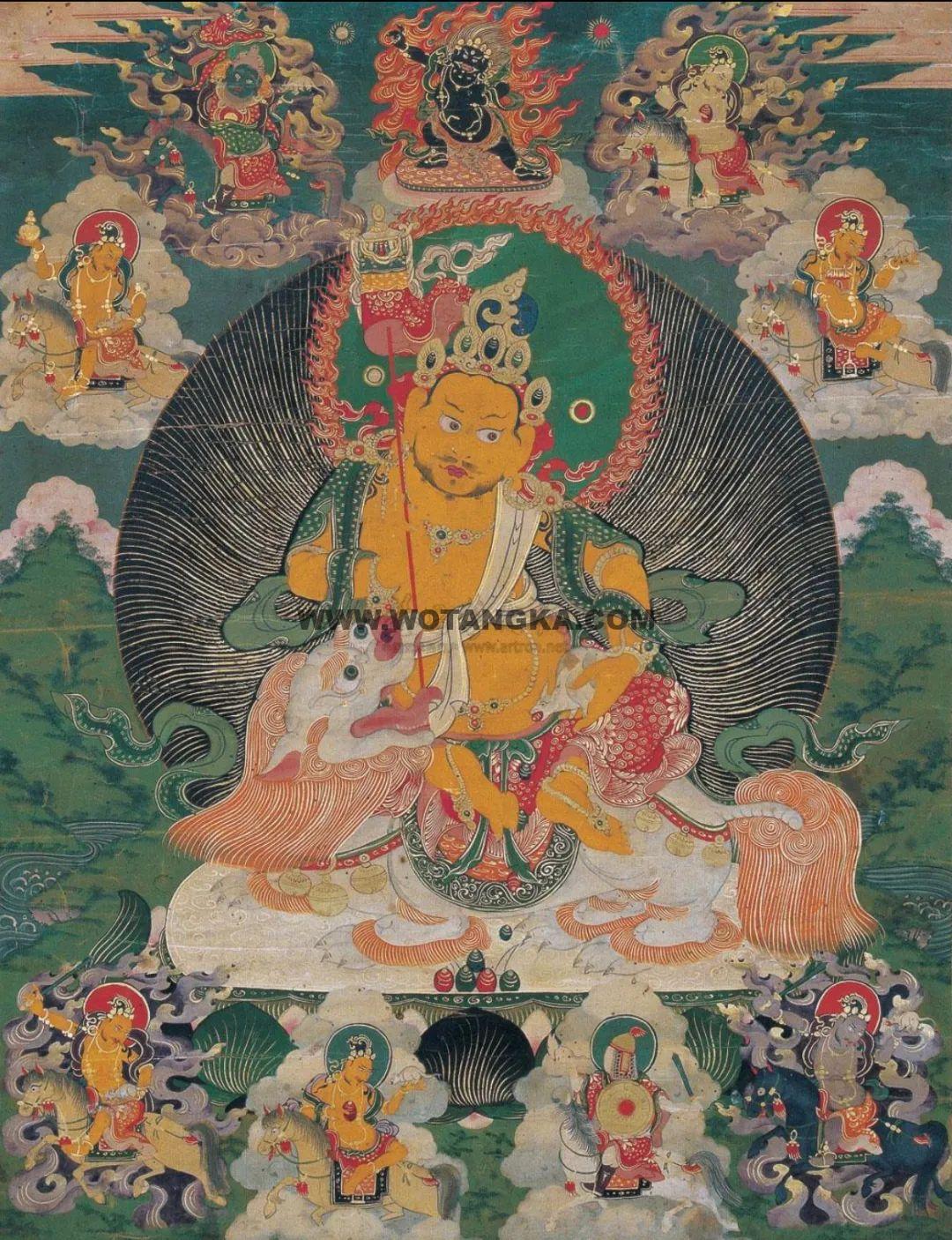 沃唐卡编号AC61813：财宝天王与八马财神