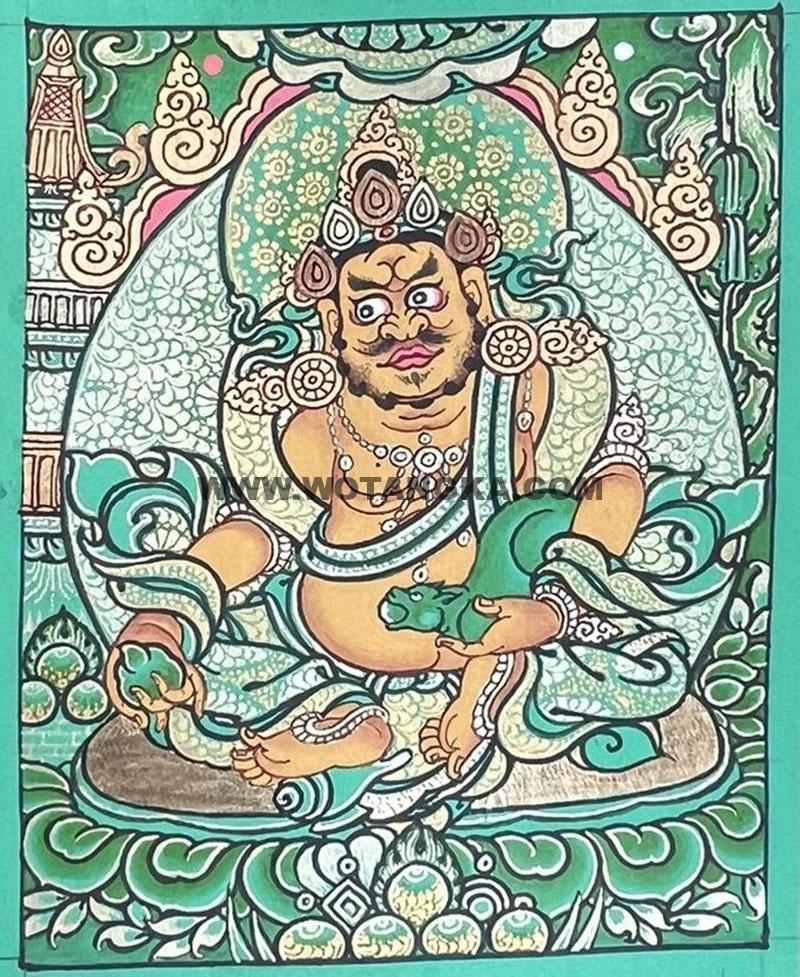 编号118-1722335：绿金小唐卡-黄财神（长方形·5*4CM左右）