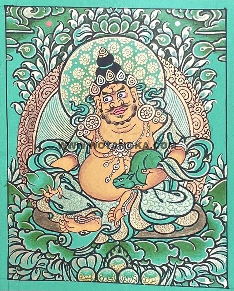 编号118-1875146：绿金小唐卡-黄财神（长方形·5*4CM左右）