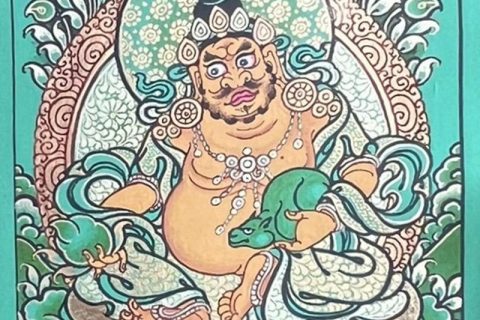 编号118-2061909：绿金小唐卡-黄财神（长方形·5*4CM左右）